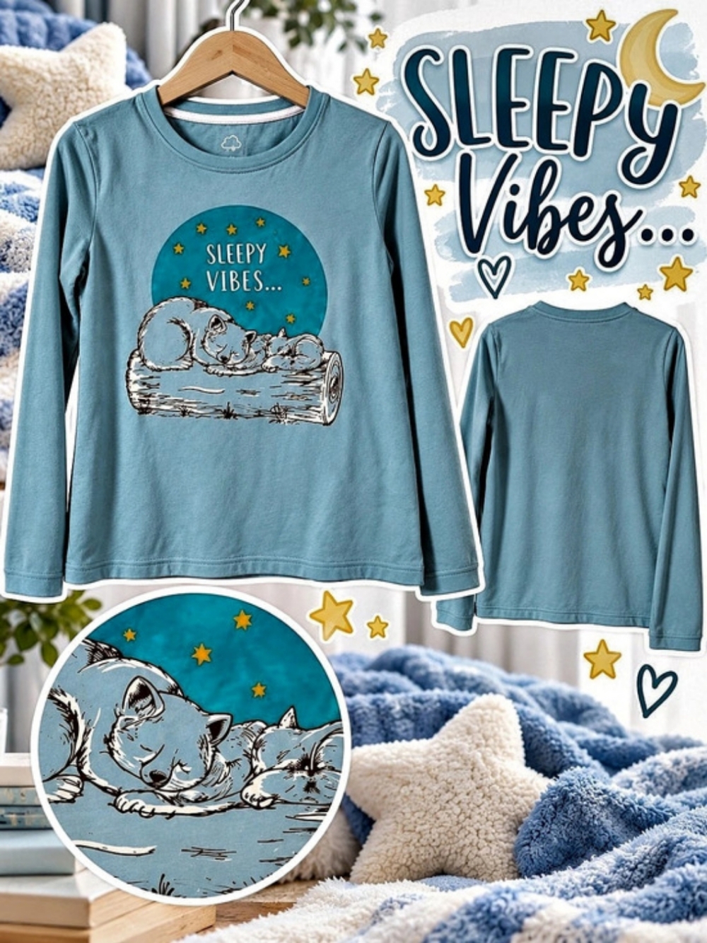 Wonder Nation Sleepy Vibes Long Sleeve Girls XL